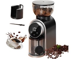 Koffiemolen - Koffiemolen met touchscreen - Conische molen - 25 maalstanden - Capaciteit 2-14 kopjes - Inclusief schoonmaakborstel - Geschikt voor espresso, filterkoffie en French press - Voor thuisgebruik - Zwart