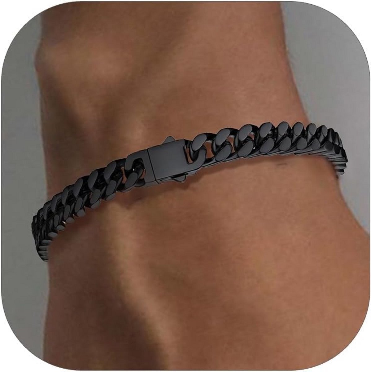 Cubaanse Heren Armband Schakelketting - 18K Goudkleurig of Zwart - Roestvrij Staal - Verschillende Breedtes en Lengtes