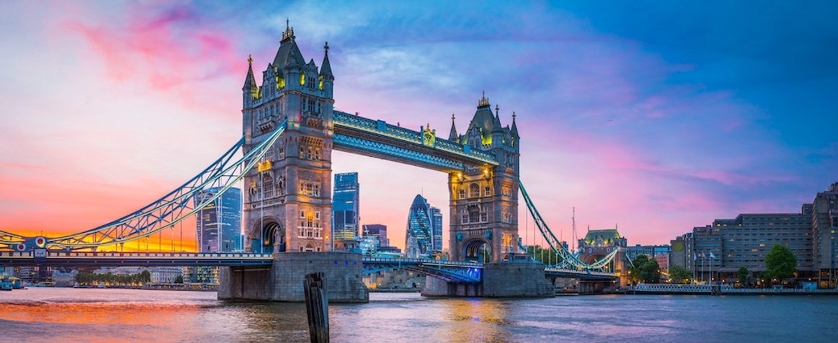 karo-art Schilderij - Tower Bridge, Londen, Engeland , Multikleur , 2 maten , Premium Print