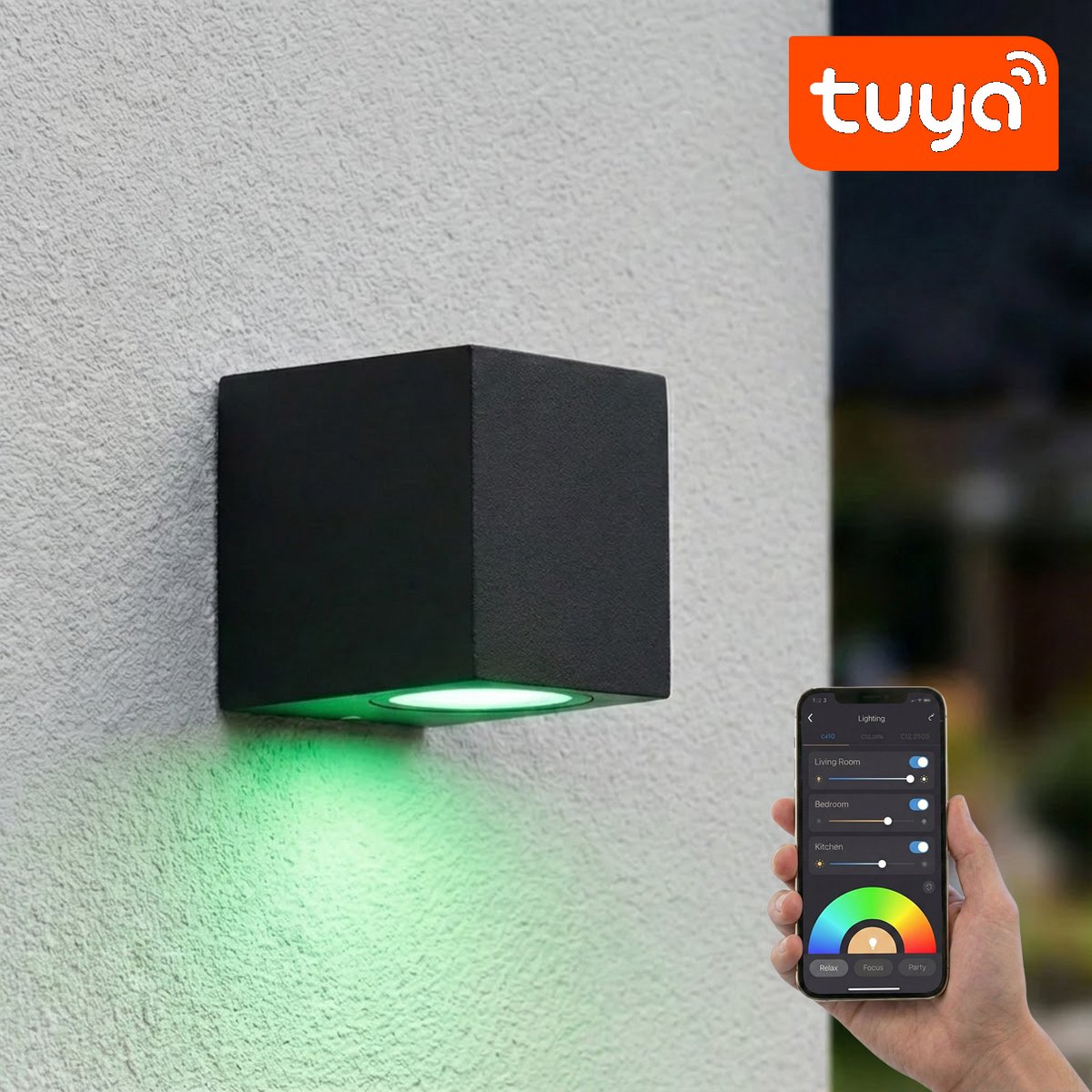 SMART LED Wandlamp | Tuya / WiFi | San diego | Incl. lichtbron | Zwart