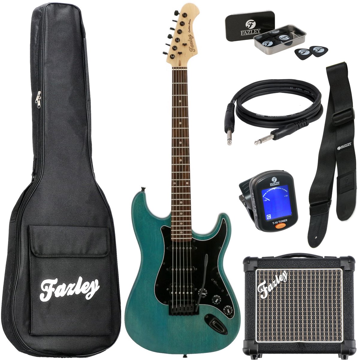 Elektrische gitaarset - incl. versterker en accessoires - Fazley Blauw