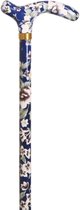 Garcia 1880 Verstelbare wandelstok – Blauw met bloemen – Verstelbaar van 77 tot 99 cm – Aluminium – Petit derby handvat – Kleine handen – Wandelstok vrouwen en mannen – 90 kilo belasting