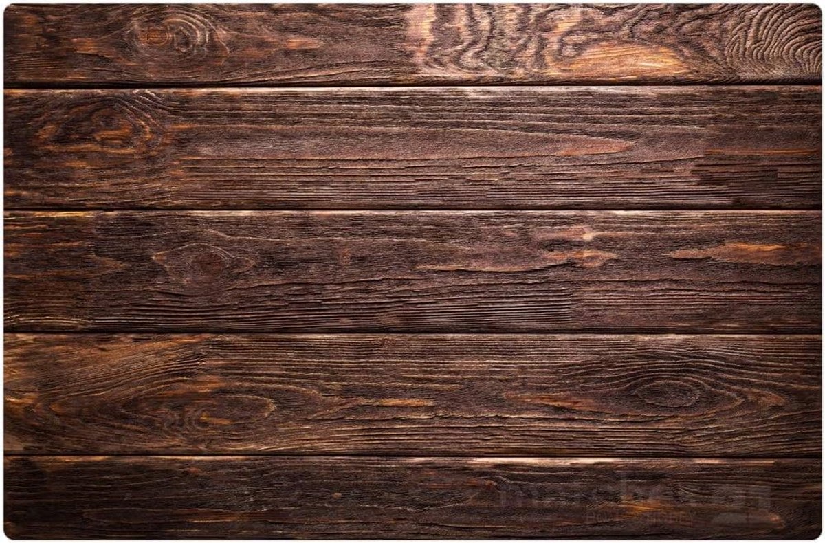 Set van 8 Placemats met Houtlook Houten Planken Donker Hout Afwasbaar Kunststof