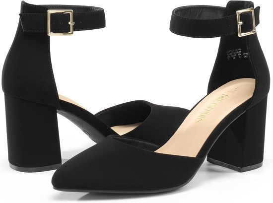 DREAM PAIRS Dames Pumps Lage Dikke Blokhakken Gesloten Teen Comfortabele Werk Hakken Ronde Teen Jurk Schoenen, Zwart, 37.5 EU