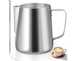 RVS Melkopschuimkan 600 ml met Maatstreepjes voor Latte Art