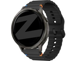 Bandz Siliconen 'Wave' bandje geschikt voor Garmin Vivoactive 4 / Garmin Venu 4 - 45mm / Garmin Venu 3 / Garmin Venu 2 / Garmin Forerunner 570 - 47mm / Garmin Forerunner 265 / Garmin Forerunner 260 - Zwart