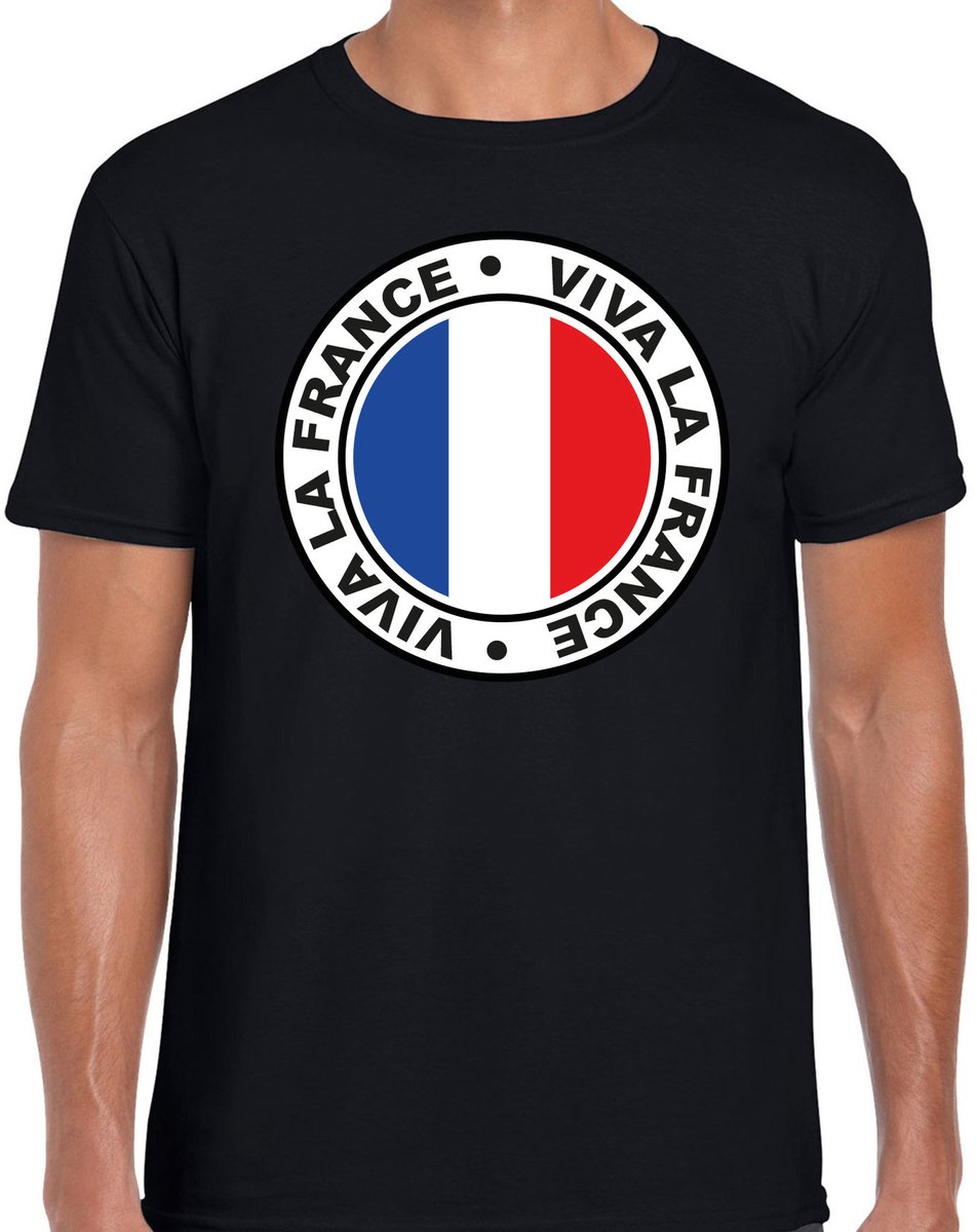 Bellatio Decorations Verkleed T-shirt voor heren - Viva La France - zwart - voetbal supporter - themafeest XXL