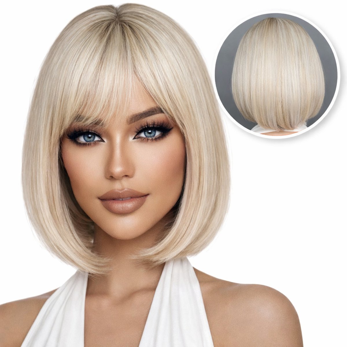 Perruque Synthétique Courte KIMBERLEY - Méchée Blond Racine Foncée - Bouclée - Taille M - Neuf Avec étiquettes