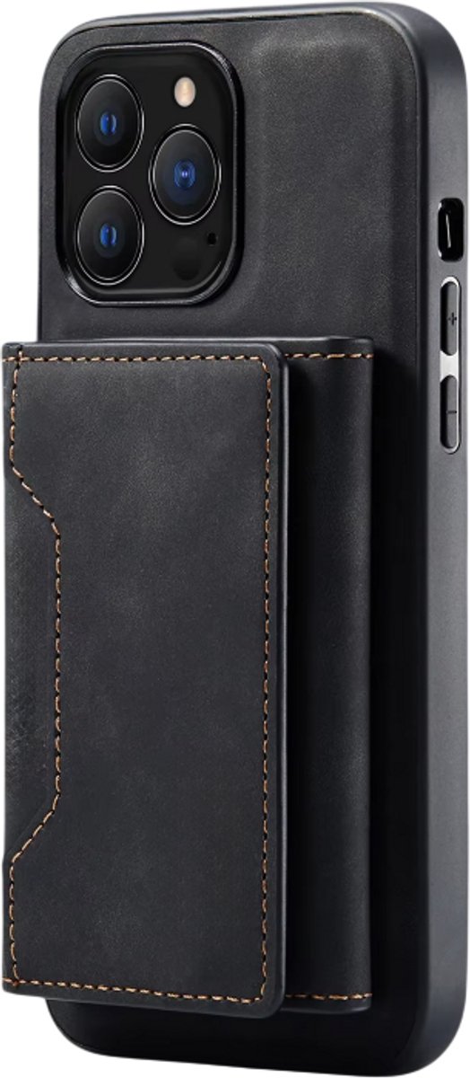2-in-1 Magnetische Lederen Telefoonhoes – Geschikt voor iPhone 17 Pro – met Afneembare Wallet en Pasjeshouder, Leren Beschermhoes met Kaarthouder en Portemonnee - Zwart
