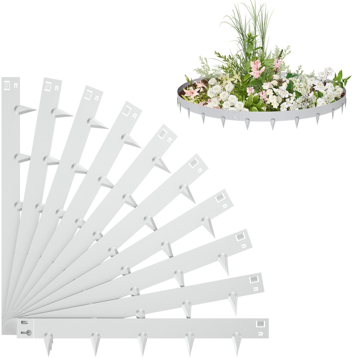 Froadp Natuur 10m x 16cm Verzinkte Rasenkant Metaal, Flexibele Beeteinfassing met Maairand, Weerbestendig en Roestvrij, Eenvoudige Montage