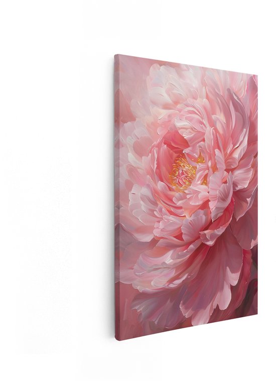 Artaza Canvas Schilderij Pioenroos - 40x60 cm - Wanddecoratie Bloemen - Muurdecoratie Roze Bloem - Decoratie Woonkamer - Schilderijen Op Canvas