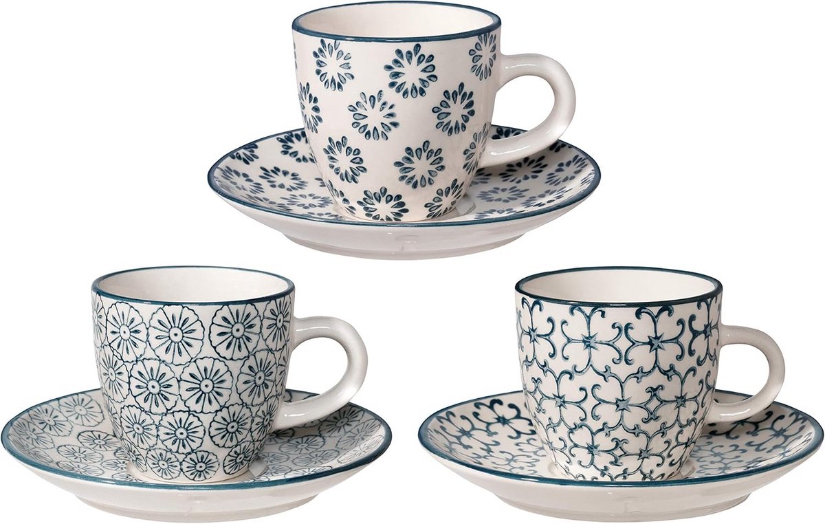 Set van 3 handgemaakte espressokopjes keramiek
