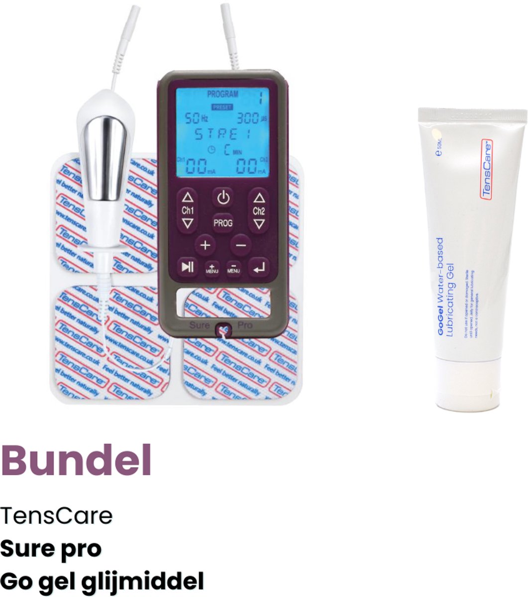 TensCare - Bundel Sure Pro + Glijmiddel | Bekkenbodemtrainer | Pelvic Floor Trainer | Behandeling van Incontinentie | glijmiddel | glijmiddel op waterbasis | glijmiddel waterbasis |