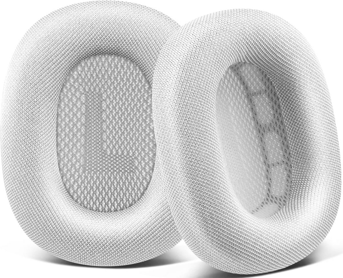 Vervangende oorkussens voor over-ear hoofdtelefoon, duurzaam netstof en zacht schuim - wit