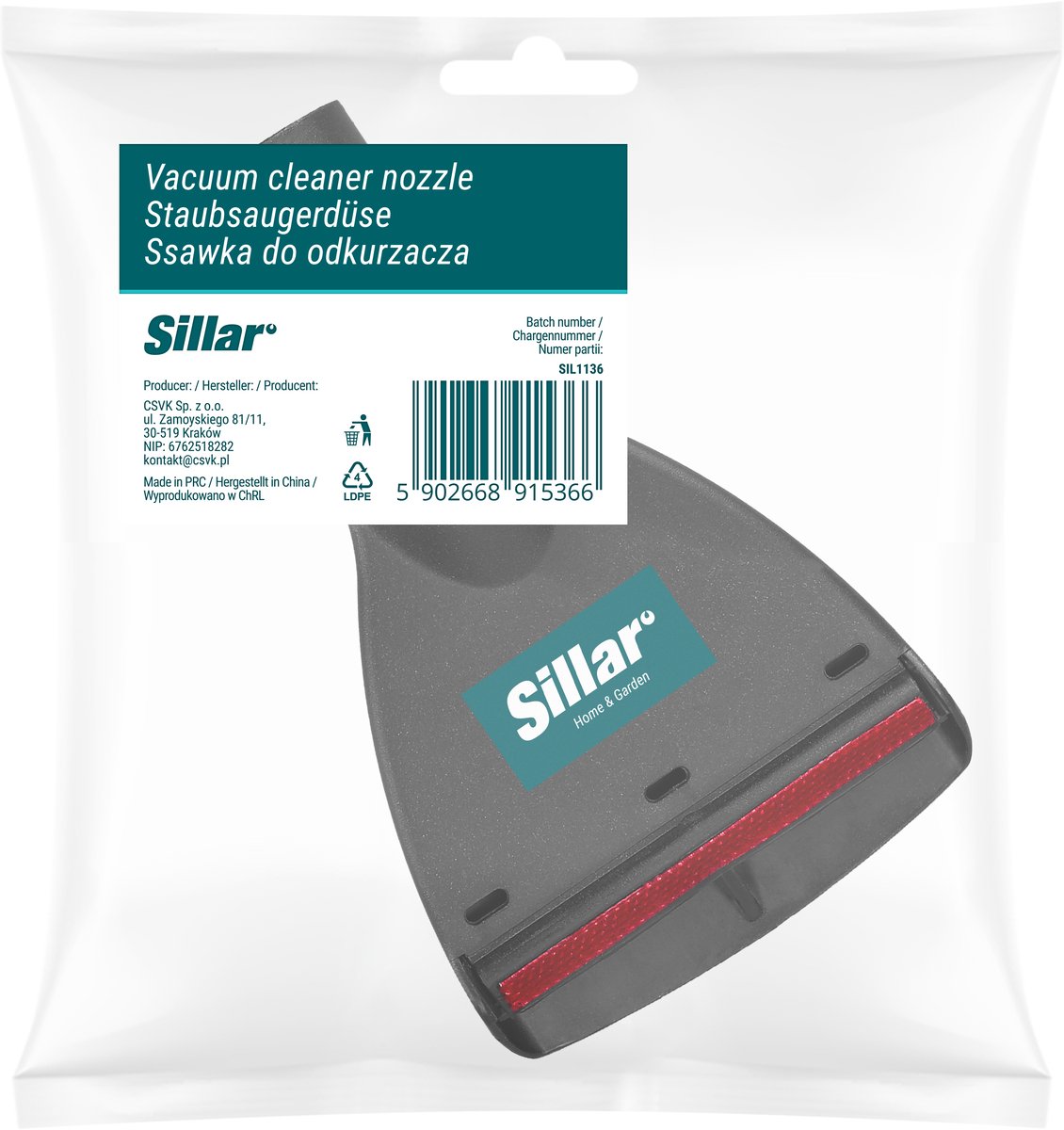 Sillar Stofzuigerborstel - Meubelzuigmond met Velours voor Stofzuiger – 35 mm Aansluiting – Geschikt voor Kärcher – 1 Stuk