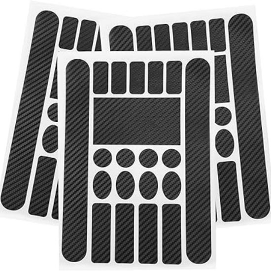 Ensemble de protections de cadre de vélo façon carbone noir. Différentes tailles et formes.
