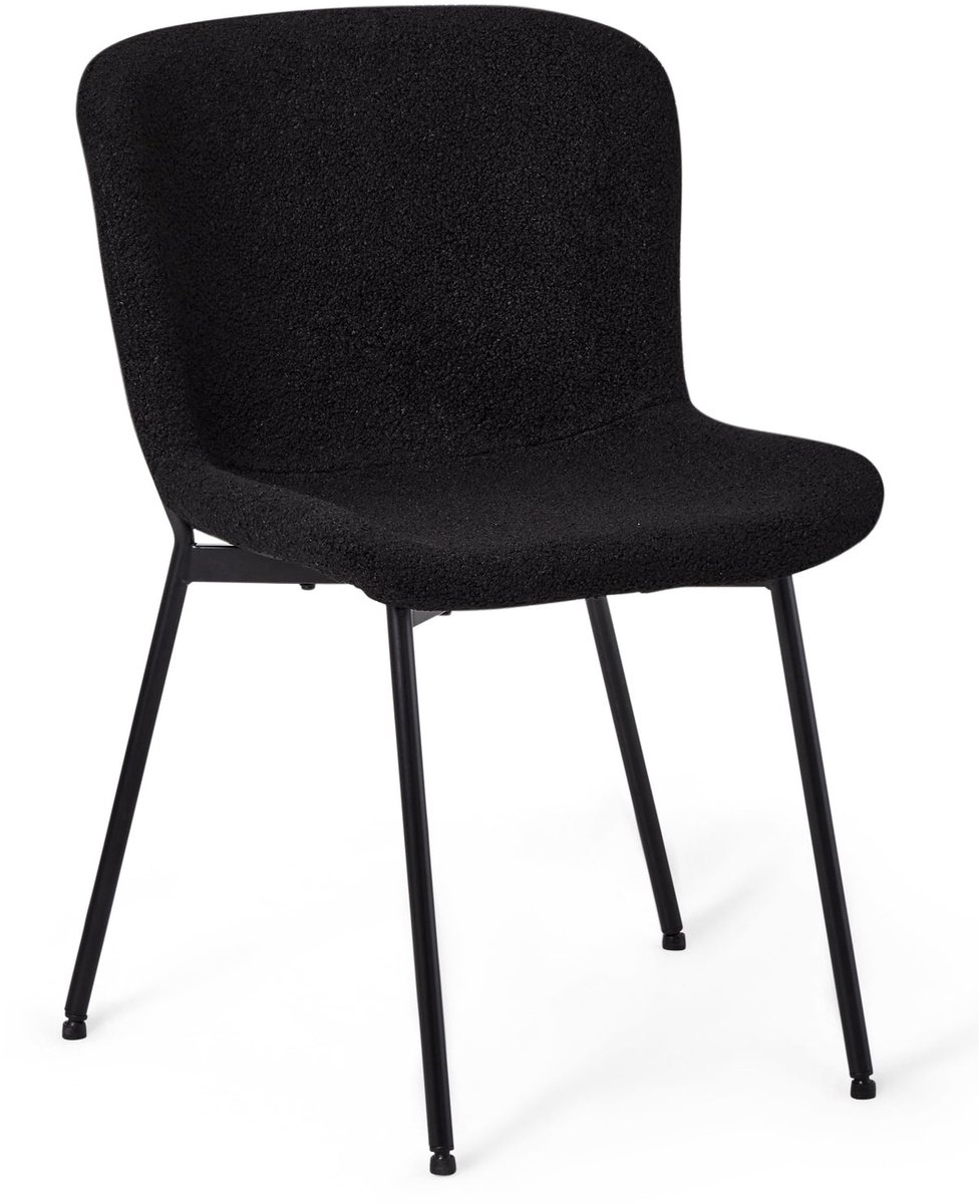 Giga Meubel Eetkamerstoel Teddy - Zwart Bouclé - Set van 2