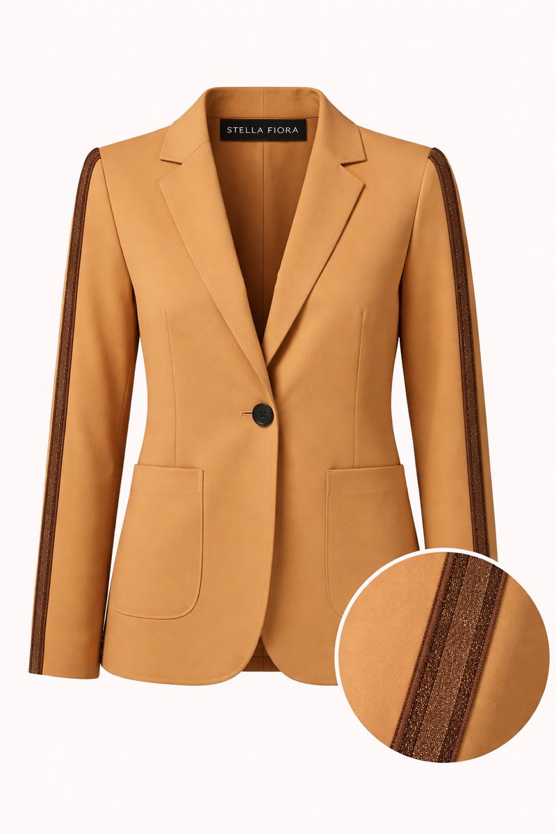 Stella Fiora Blazer Dames - Beige - Travelstof - Maat S