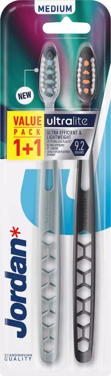 Jordan Ultralite Whitening – Handtandenborstel – Medium – Whitening – 2-pack