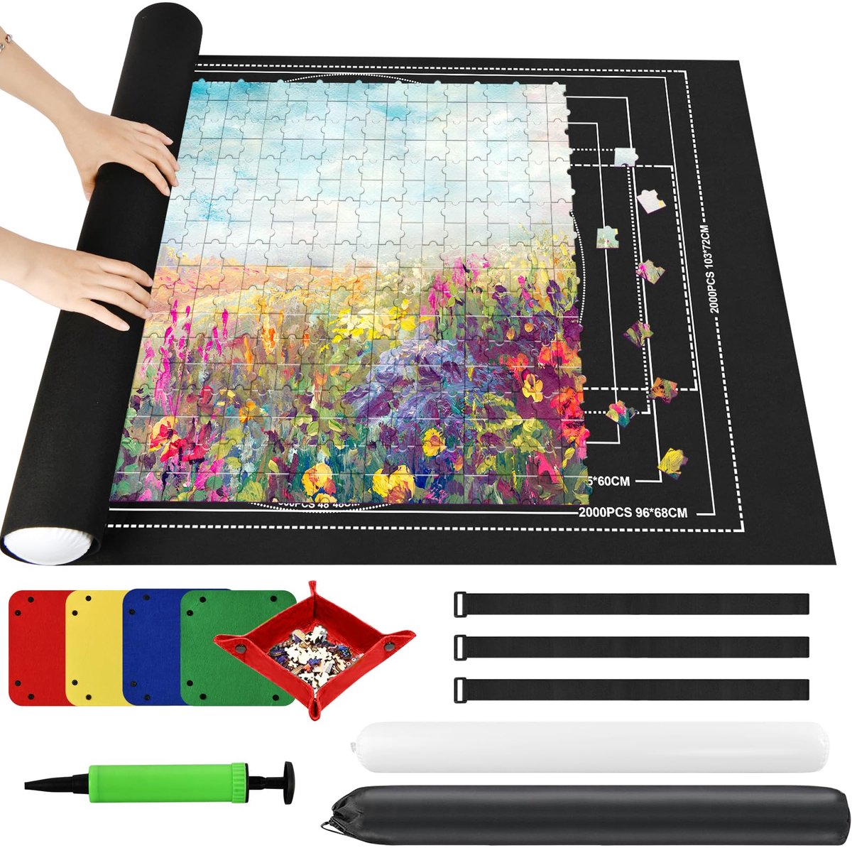 Kraftverdia – Puzzelmat voor 3000 Stukjes – Vilt – Zwart