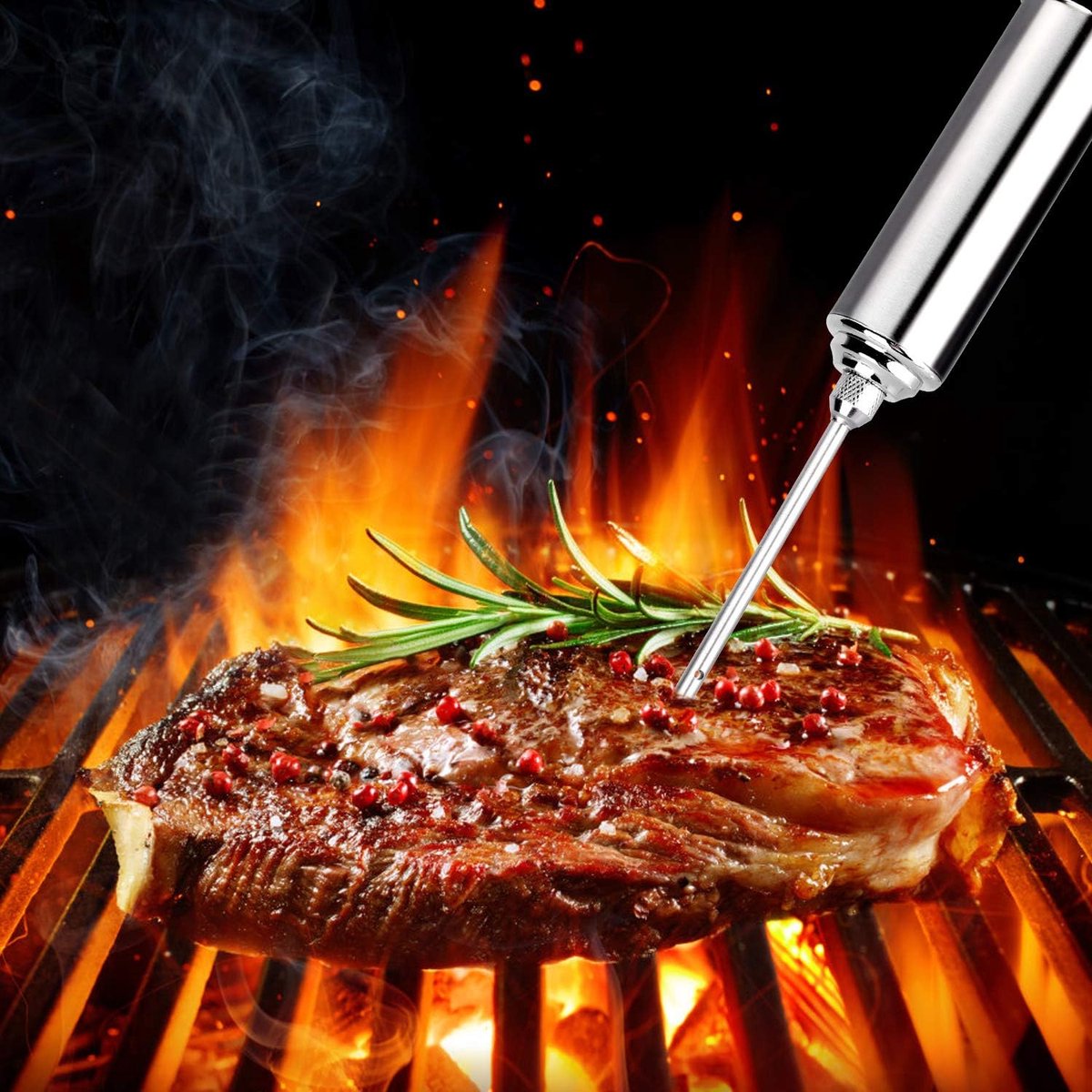 Gigicial Vleesspuit - Donutspuit - Voor grillen en frituren - 1 stuk - Geschikt voor vlees en desserts, zilver