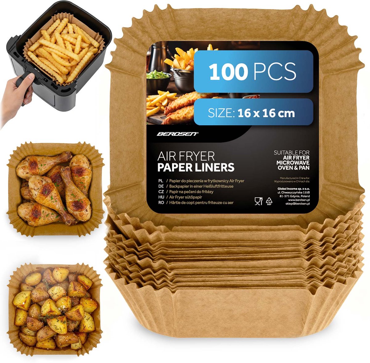 Bakpapier mandje voor heteluchtfriteuse 16 cm Berdsen - 100 stuks