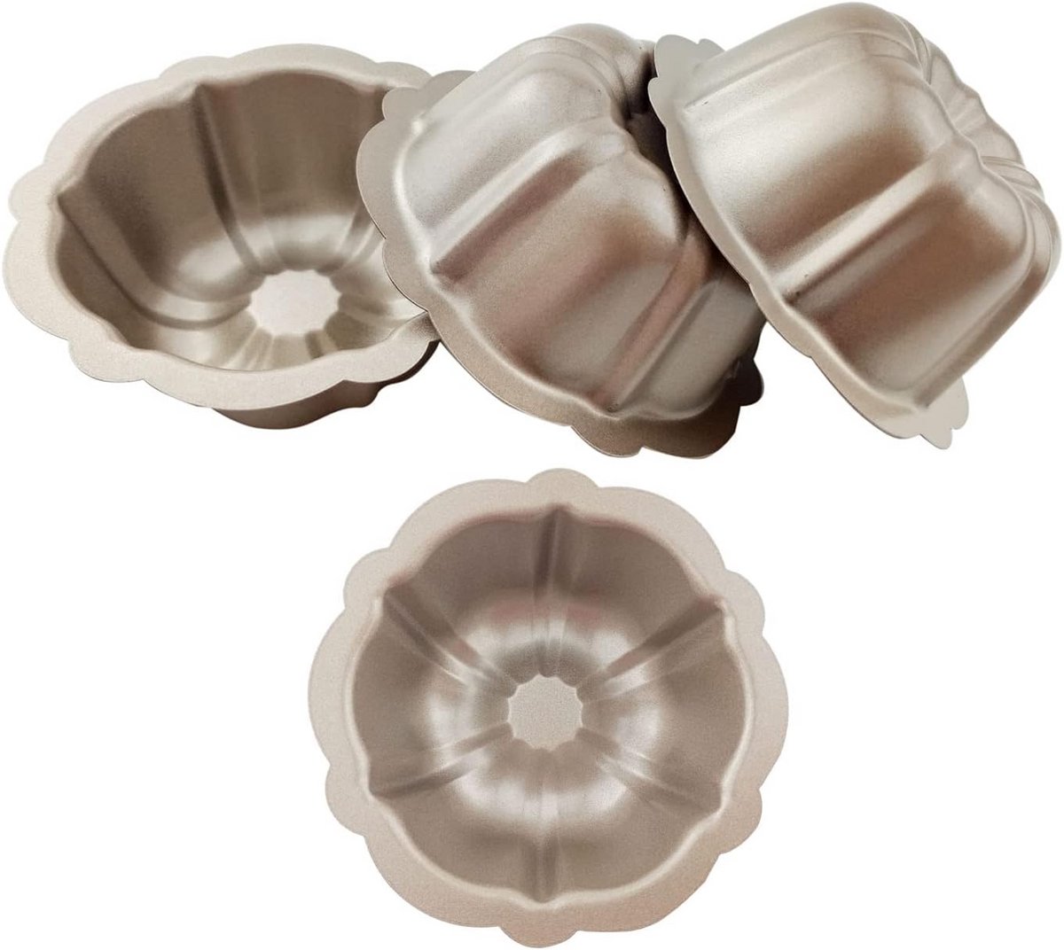 Set van 4 Antiaanbak Mini Bakvormen voor Bundt Cake, Muffin en Pudding