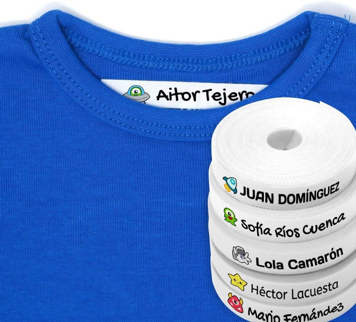 100 Gepersonaliseerde Instrijklabels voor Kleding met Iconen in Kleur naar Keuze