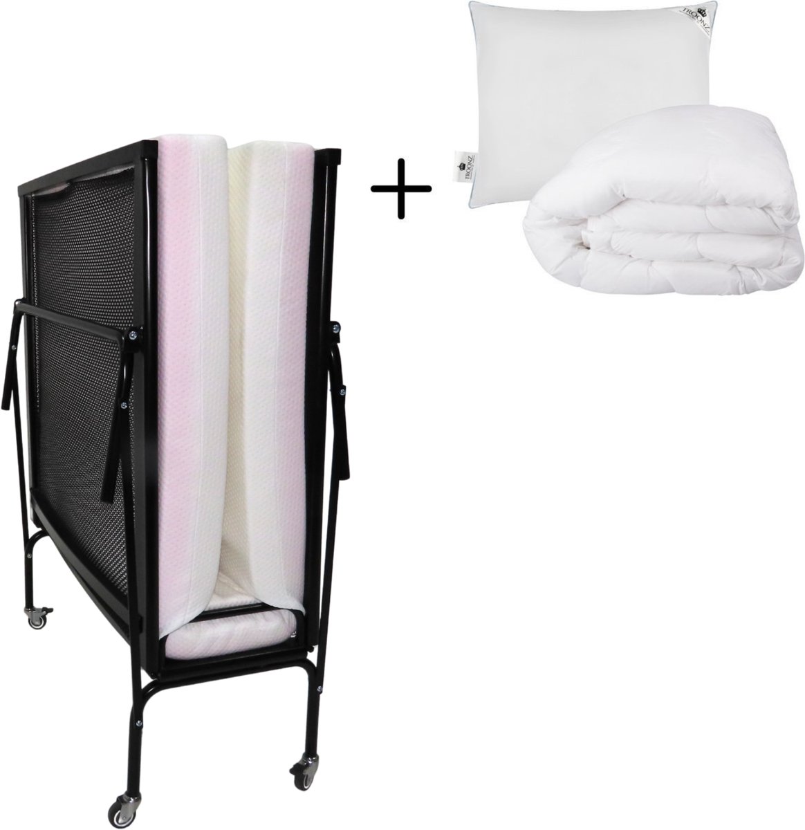 Troonz® Opklapbed Gino 90x210 cm incl. Hoofdkussen en dekbed – Vouwbed met Dubbelzijdig Koudschuim Matras (Stevig & Zacht) – Logeerbed 1 Persoons