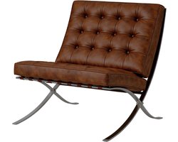Barcelona Chair - Bruin Vintage - Stoel - Fauteuil - Luxe Variant
