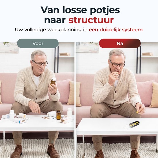 Casa Goods- Boîtes à pilules 7 jours, 4 compartiments par jour - Boîte à médicaments 7 jours - Noir