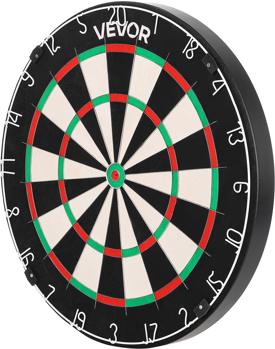 VEVOR Dartbord 450 mm, dartbord van sisalvezel met nietjesvrije bullseye, draadblad en draaibare nummerring, voor feestjes en speelkamers thuis (darts niet inbegrepen)