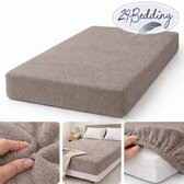 24-Bedding - Badstof Hoeslaken - Extra Zwaar - 180 gr/m2 - 180x200 cm - Taupe - 30 cm