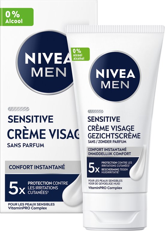 NIVEA MEN Sensitive Hydraterende Dagcrème Gezicht - Moisturizer - 24H Hydratatie - Moisturizer - Gezichtscreme Mannen -75 ml