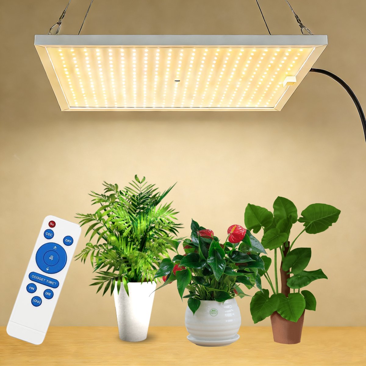 Epochglo 50W LED Plantenverlichting - Volledig Spectrum met 225 LEDs - 7500LM - Compact & Ultraplat (30,5 x 30,5 cm) - Groeilamp voor Binnenteelt, Zaailingen & Kamerplanten - Wit