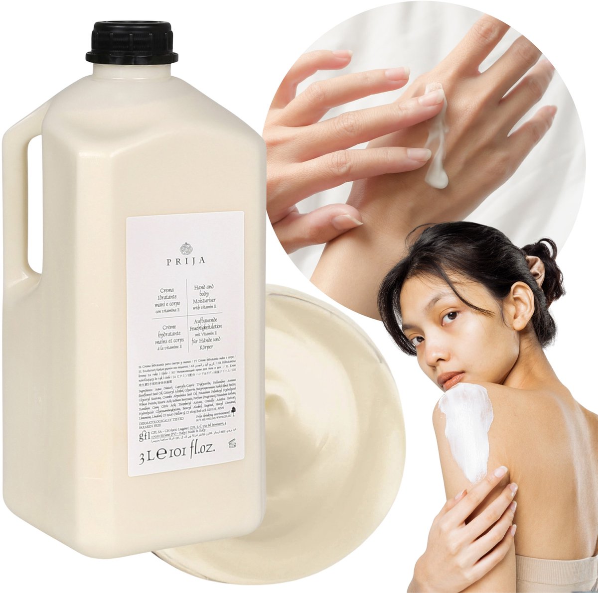 PRIJA Vochtinbrengende crème voor handen en lichaam met vitamine E BALM 3L