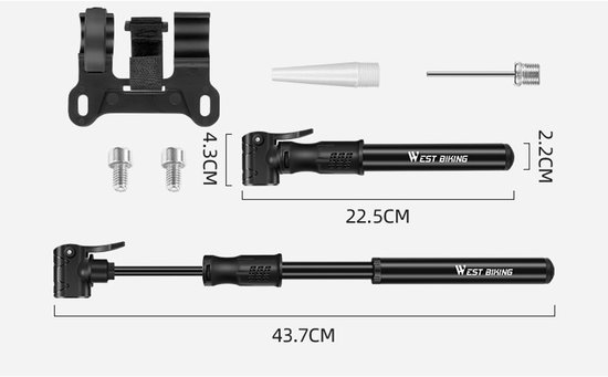 Fietspomp-Draagbare mini-fietspomp - gemaakt van aluminiumlegering - geschikt voor mountainbikes en racefietsen, kan ook als ballenpomp gebruikt worden. — afbeelding 5