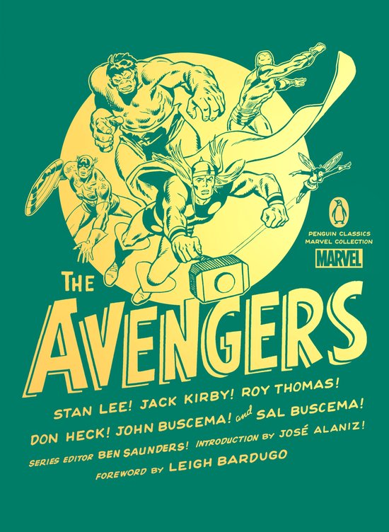 De Avengers, met Thor, Hulk, Captain America, Iron Man en Wasp. Penguin Classics Marvel Collection.