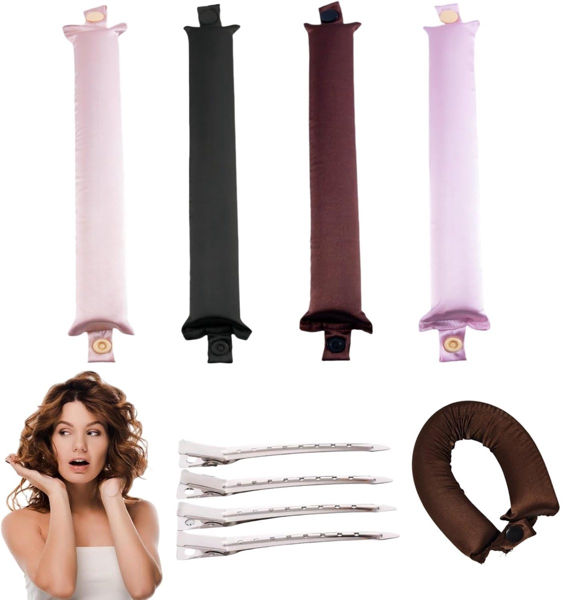 Krulband Zonder Hitte - Nachtkrullen - Haar Stylen - 4 Stuks Set - 27 cm Lengte