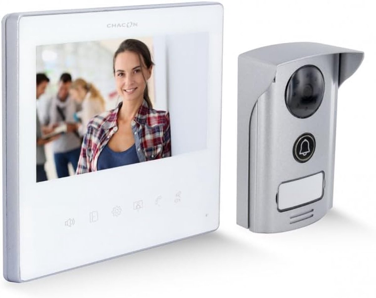 Videofoon met scherm - Beeldtelefoon intercom - Toegangscontrole thuis - Ultra slank design - 26 x 9 x 29 cm