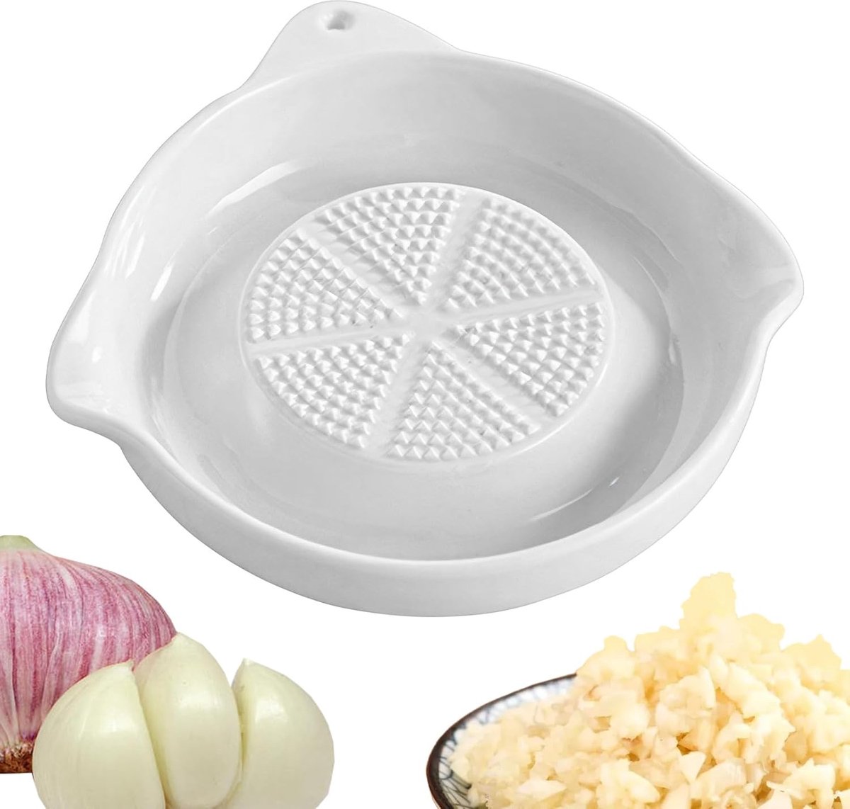 Keuken Rasp - Uienhakker Groente - Snel Ingrediënten - Schepvorm Keramiek - 13.5 cm - Wit