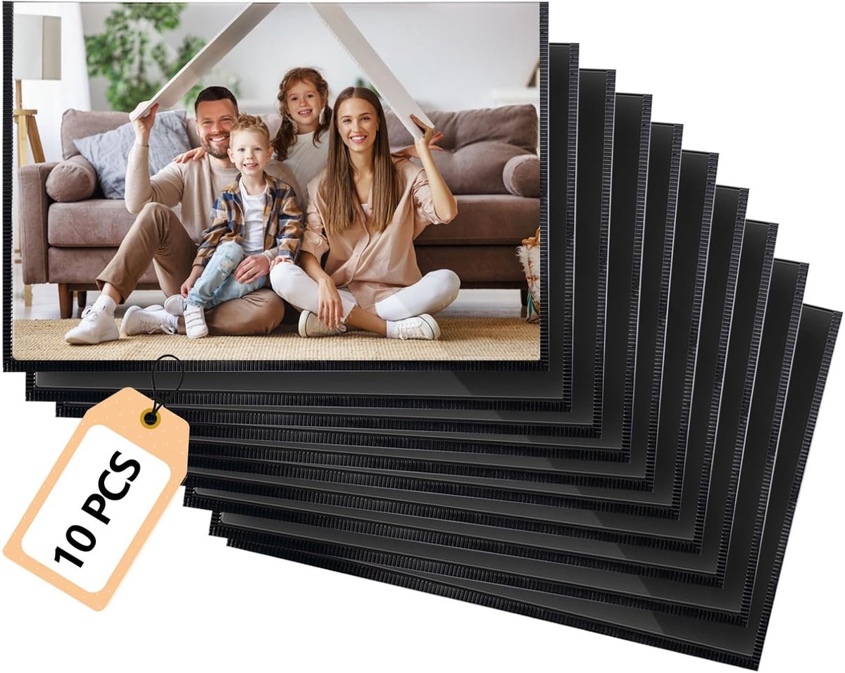 PromoHome magnetische fotolijstenset - 10 stuks voor 10x15 cm foto's - Dunne rand, helder beschermglas