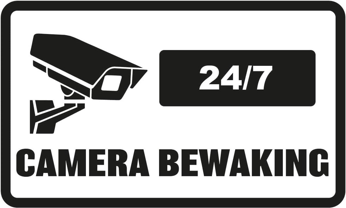 Bewakingsstickers Camera - Toezicht Stickers - Beveiliging Huis - Waterafstotend Vinyl - 10x6 cm - Meerdere Kleuren