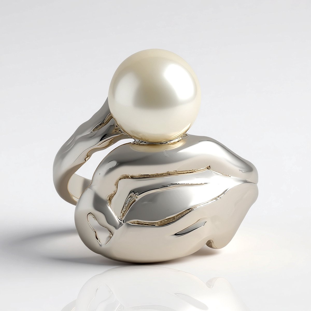 Cavill - Zilveren Ring - 925 Sterling Zilver Gerhodineerd - Witte Zoetwater Parel 8mm Rond Slijpsel - Elegante Damesring - Stijlvol & Tijdloos