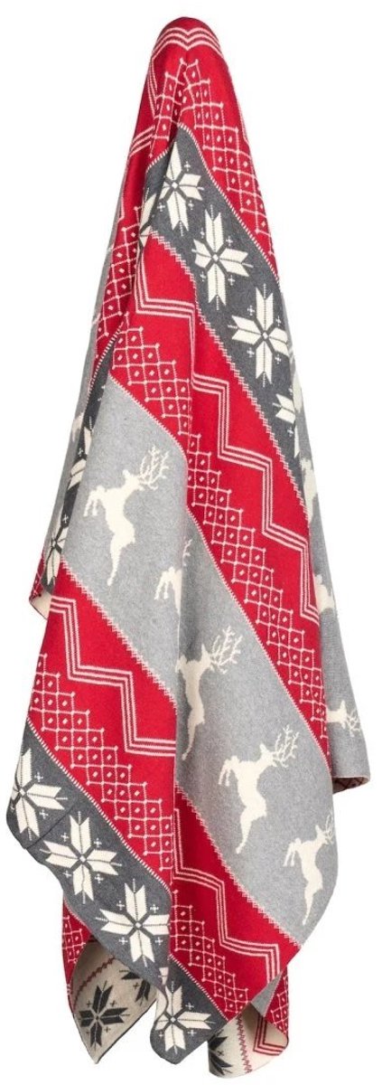 Plaid winter rood grijs wit - 130 x 160 cm - Nuvole di Stoffa