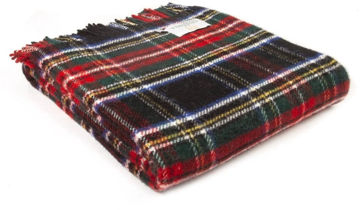 Tweedmill Plaid Tartan Black Stewart - 150x183 - Nieuw Wol - Tweedmill UK Zwart