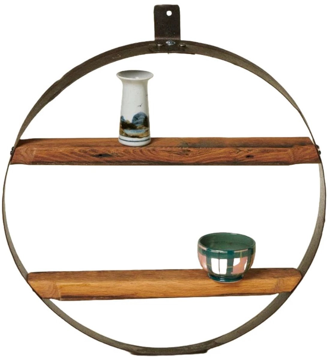 Hoepel met twee legplanken van oude whiskyvaten - 50 cm doorsnede - Handgemaakt - Darach Scotland