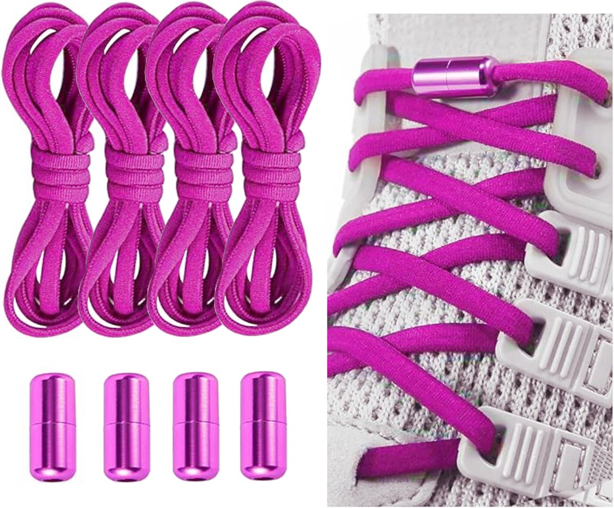 Elastische Schoenveters met Metalen Draaisluiting - Zonder Strikken - Comfortabele Elastische Veters voor Kinderen, Volwassenen & Senioren - Instap Schoenen Systeem