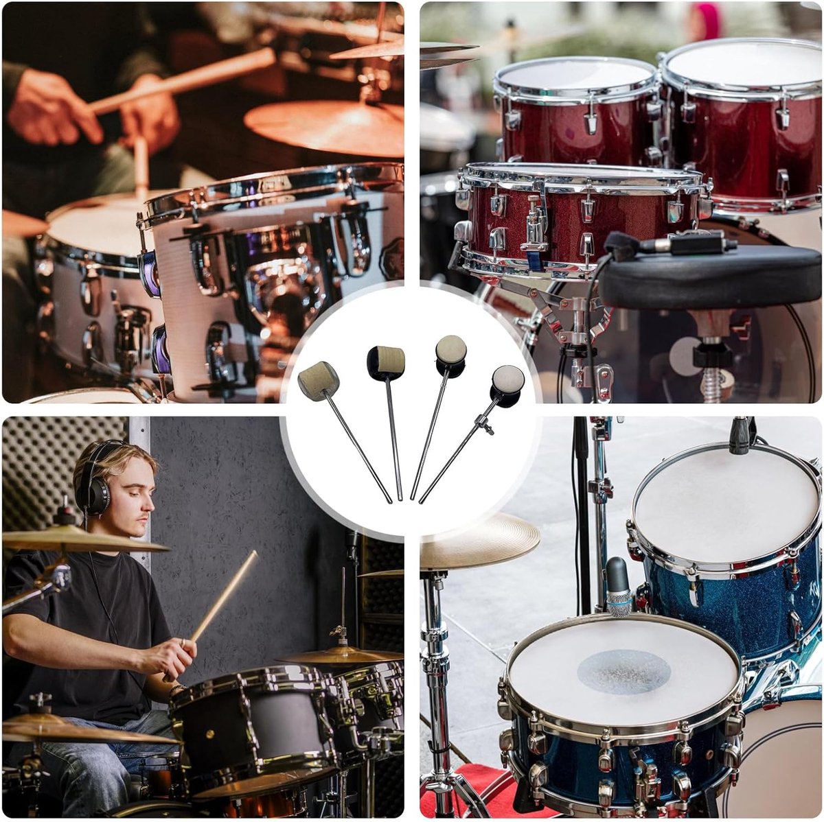 Drum Pedaal Klopper - Percussie Hamer - Bas Drum - Vilt Hoofd - 18x4.5cm