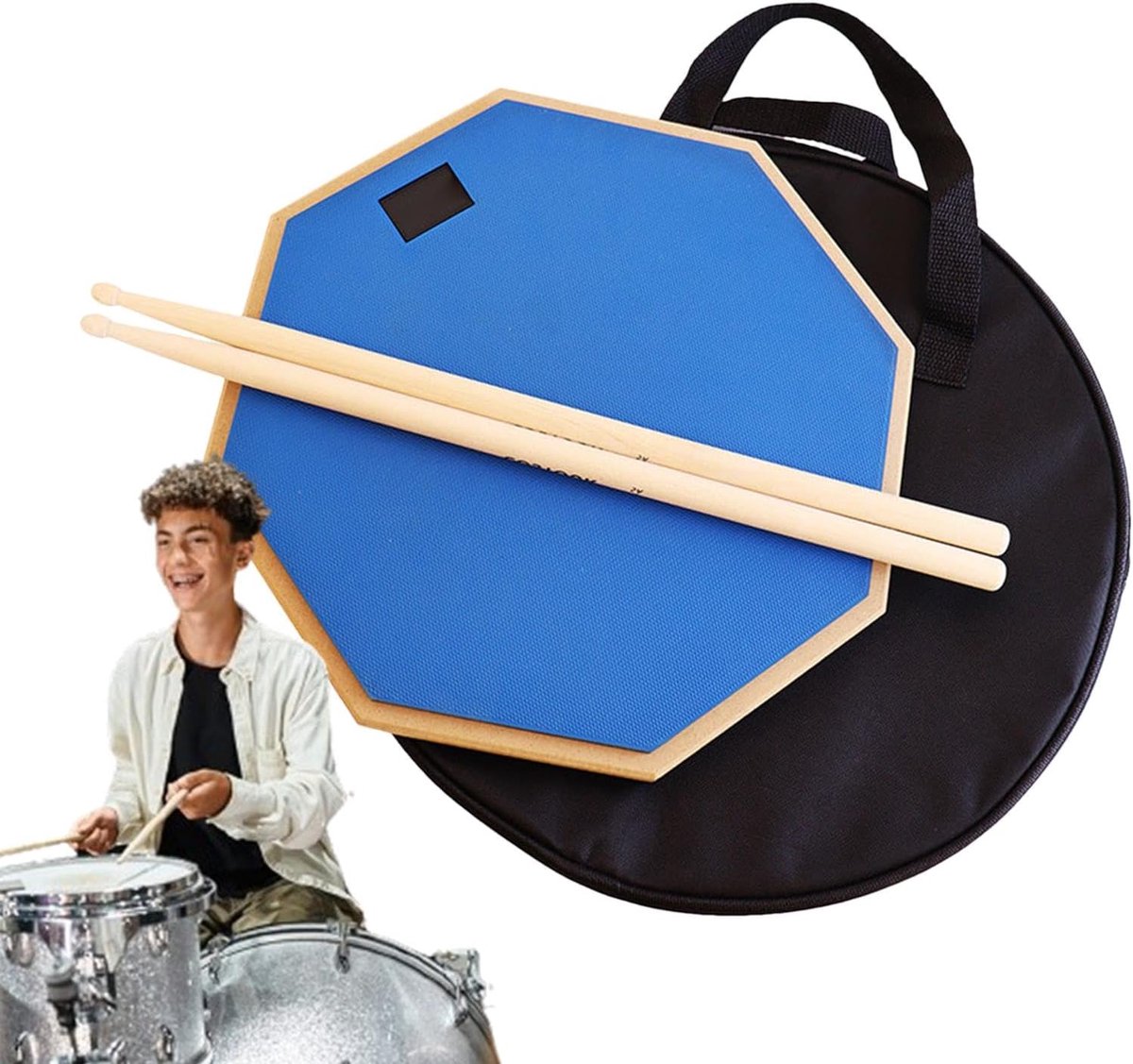 Oefen Drumpad - Drum Set - Muziek Oefenen - Stille Schokabsorptie - 30 cm Diameter - Blauw